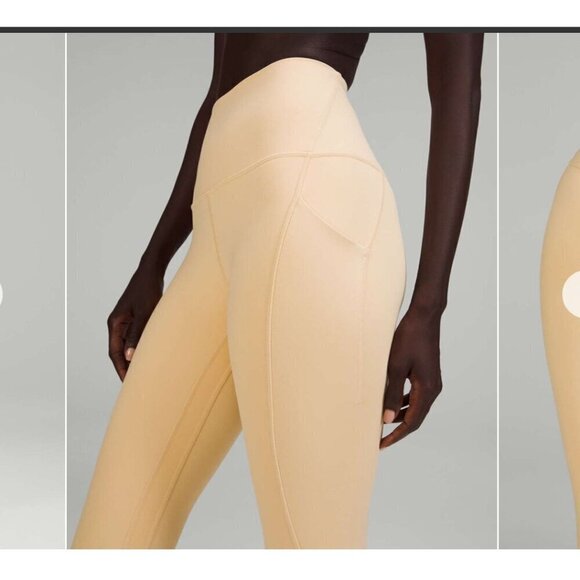 ❤️ Lululemon double layers Align Highrise 25” leggings with pockets, Cream, Size - Picture 3 of 14